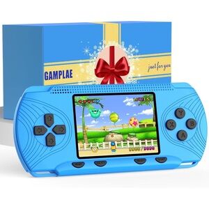 Retro handheld gaming console, 3.5 inch HD screen, 256 built in games. Blue